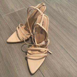 NEVER WORN CREAM COLORED STRAPPY HEELS